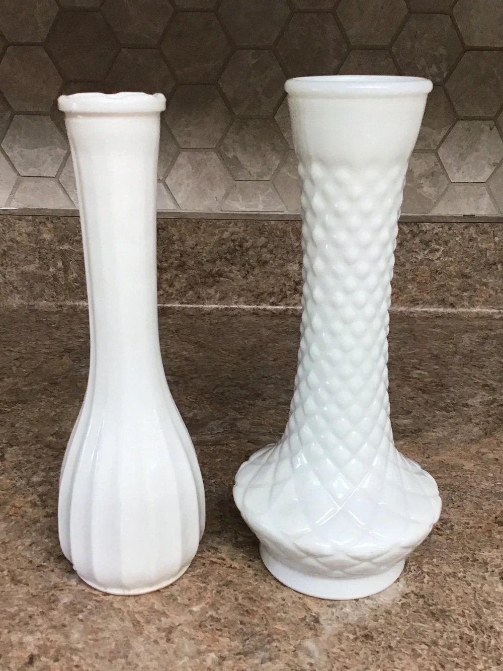 White Milk Glass Bud Vases - Classic Home Accents